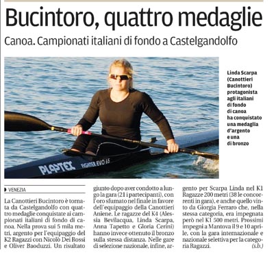 La Nuova di Venezia: Campionati italiani di fondo a Castelgandolfo, Bucintoro, 4 medaglie